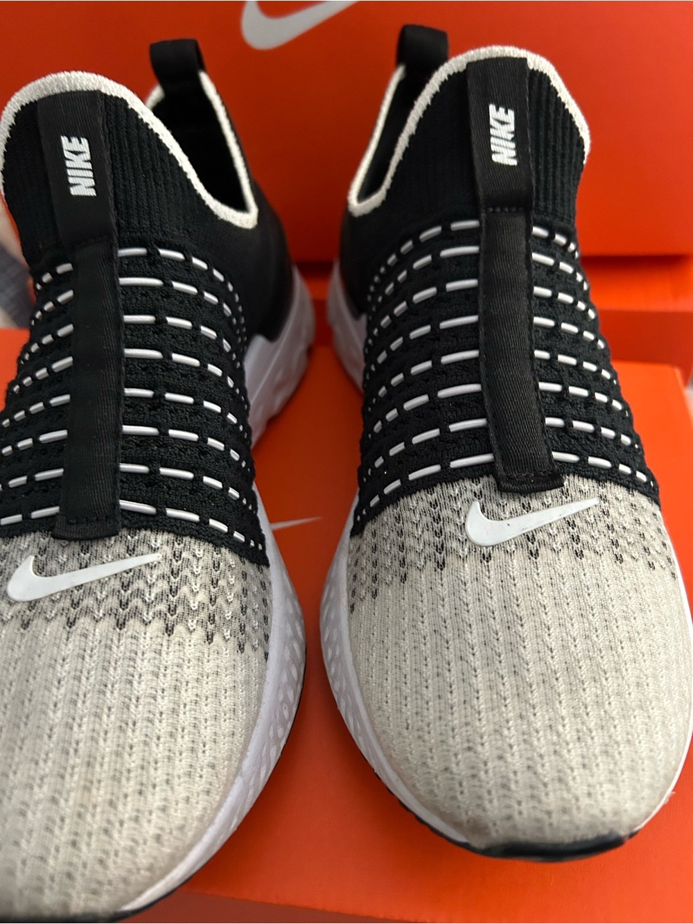 Nike React Infinity Slip-On Knit Sneakers in Black and White